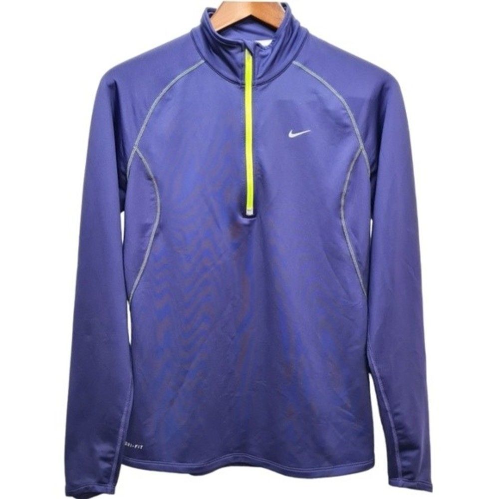 Nike Dri-Fit Running Shirt Quarter Zip Long Sleeves Womens Athletic Purple M